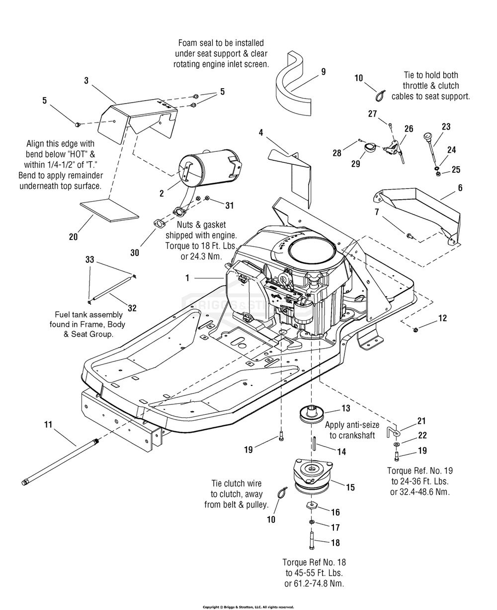 Engine Group - 20hp Kohler Diagram and Parts List for 2690640 (107277880)(2007) Briggs and Stratton Lawn Tractor